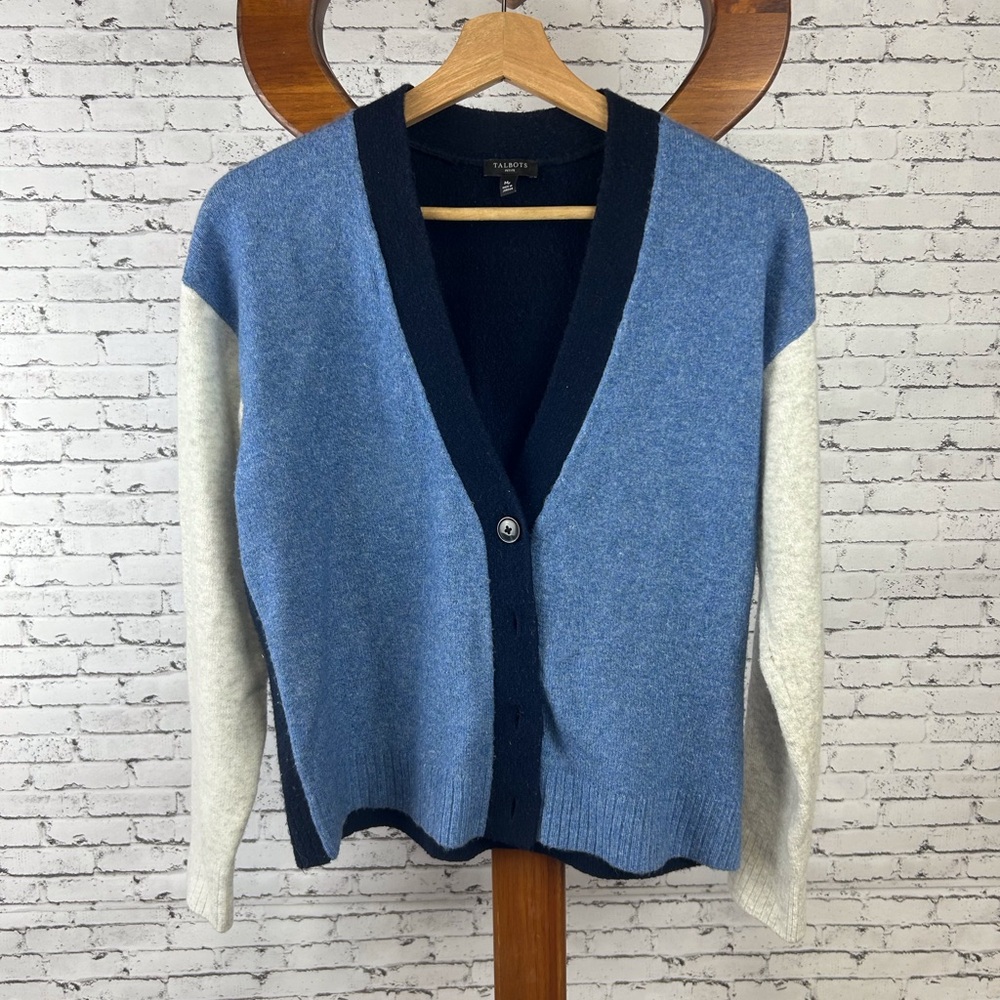 Talbots | Vintage Blue and Cream Cardigan Sweater size MP